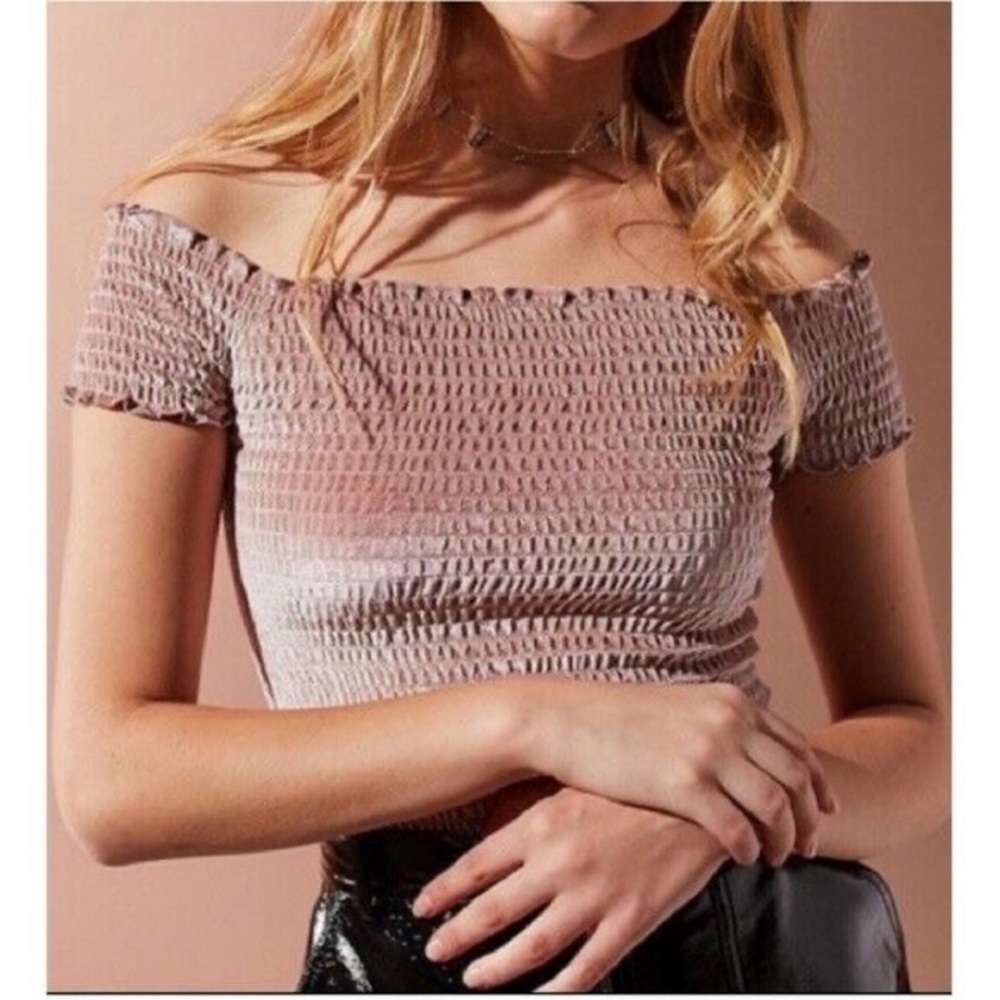 Urban Outfitters Smocked Velvet Crop Top